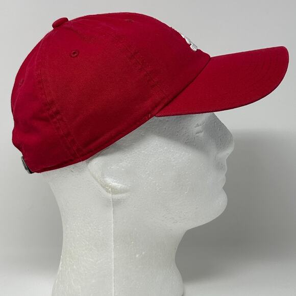 Adidas Climalite Dad Hat Baseball Cap Red Logo Strapback 6 Panel Unstructured - Picture 7 of 10